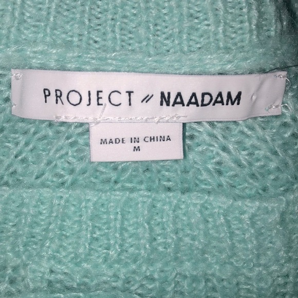 Project Naadam Sweater boatneck knit bell long sleeves mint green women’s size M - Picture 5 of 6